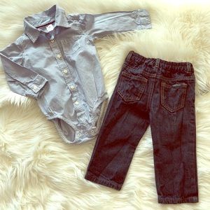 Carter’s onesie & Nautica  Blue Jeans 18M